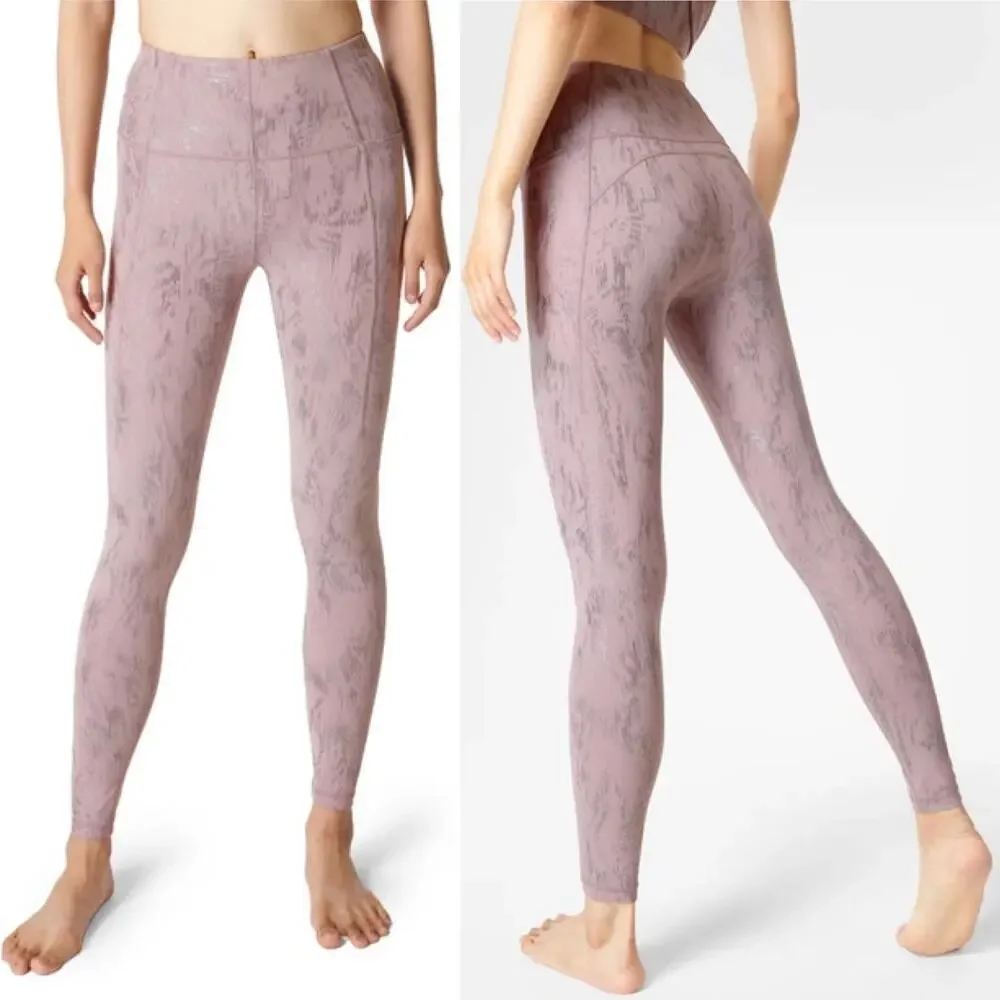 SWEATY BETTY Super Soft Leggings Pink Fusion Foil Size 4 High Waist Gym‎ Workout